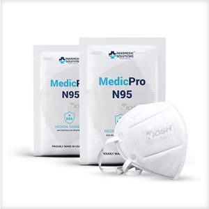 MedicPro N95 Mask NIOSH Approved, Individually Wrapped N95 Particulate Respirator Mask Made in USA Pack of (10,50,100,500)